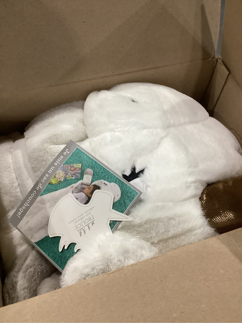Condition photo showing As Is for frolics plush sleeping bag assorted animals (unicorn white)