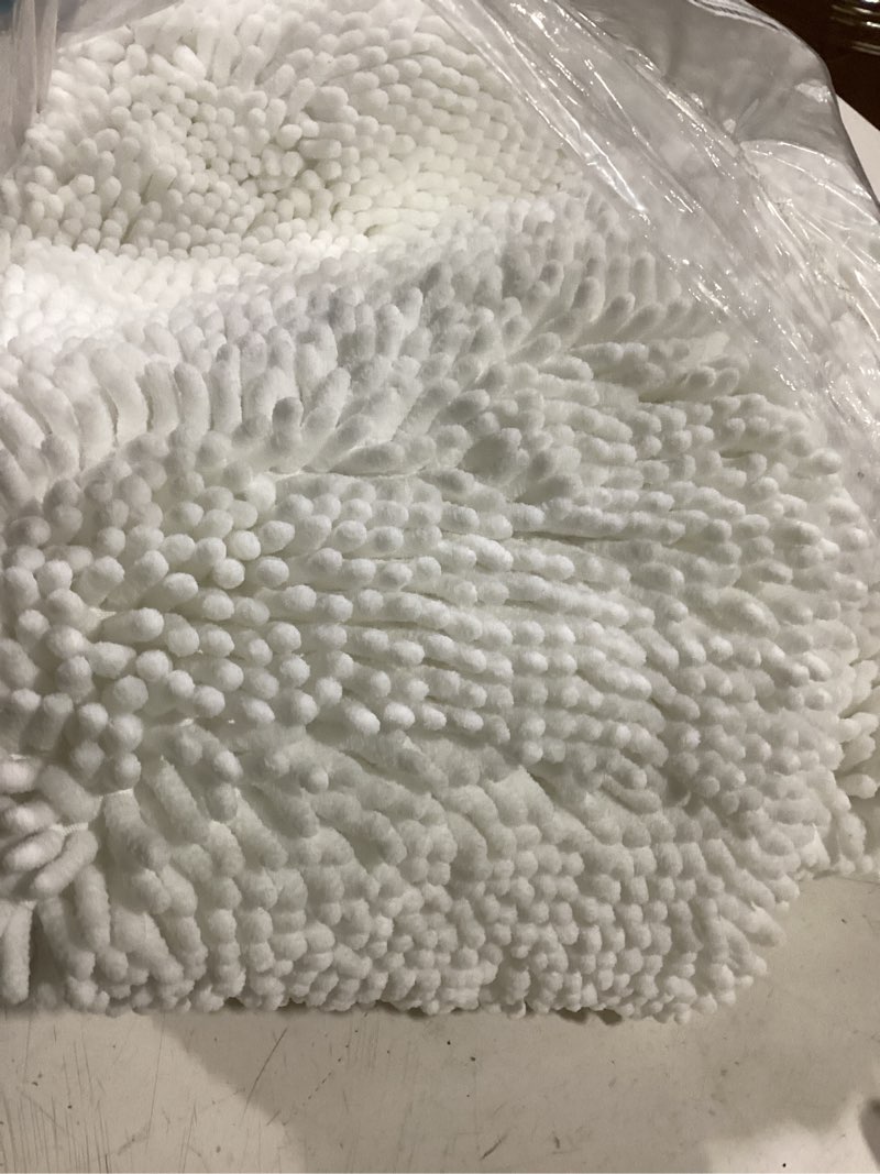 Condition photo showing Good Condition for olanly bathroom runner rugs 59x24, extra soft absorbent chenille bath rugs, rubber backing quick dry, machine washable long bath mats for bathroom floor, tub and shower, home decor accessories, white 59" x 24" white