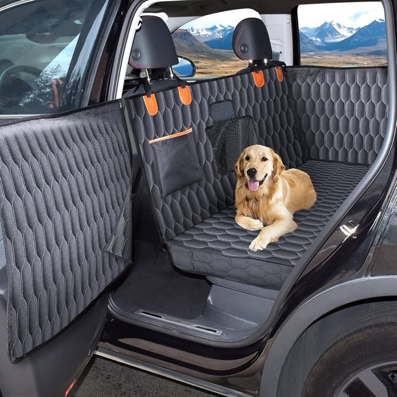 Wigoo Dog Car Seat Cover for Back Seat, 450lbs Full Hardbottom Dog Hammock, Heavy Duty Waterproof Ca