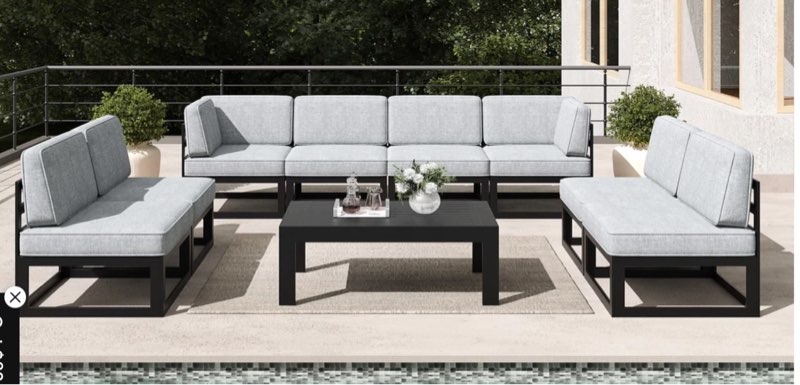 LayinSun 9 - Piece Large Outdoor Modular Sectional Set with Coffee Table ( incomplete  ) 