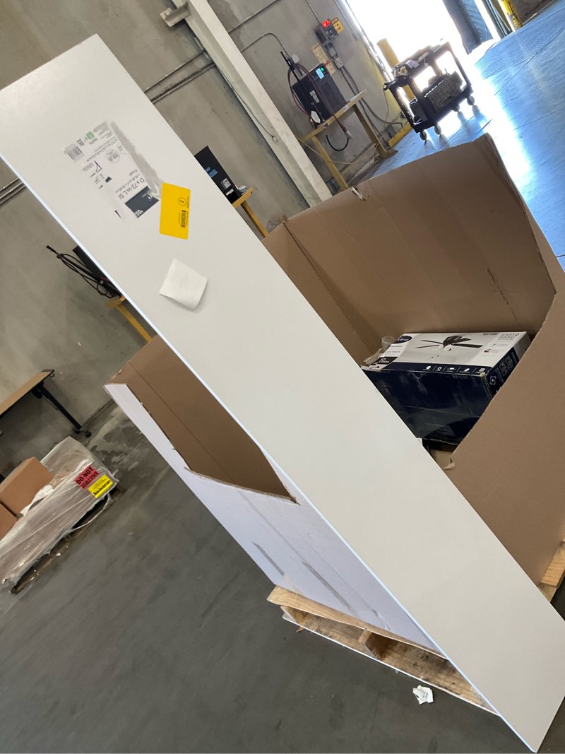 Condition photo showing As Is for style selections 11.7-in d x 71.7-in l white mdf rectangular shelf board