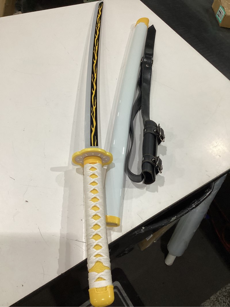 Condition photo showing Good Condition for rengeng light up sword, 40 inches rechargeable plastic replica with belt & stand, sword with original texture rengoku
