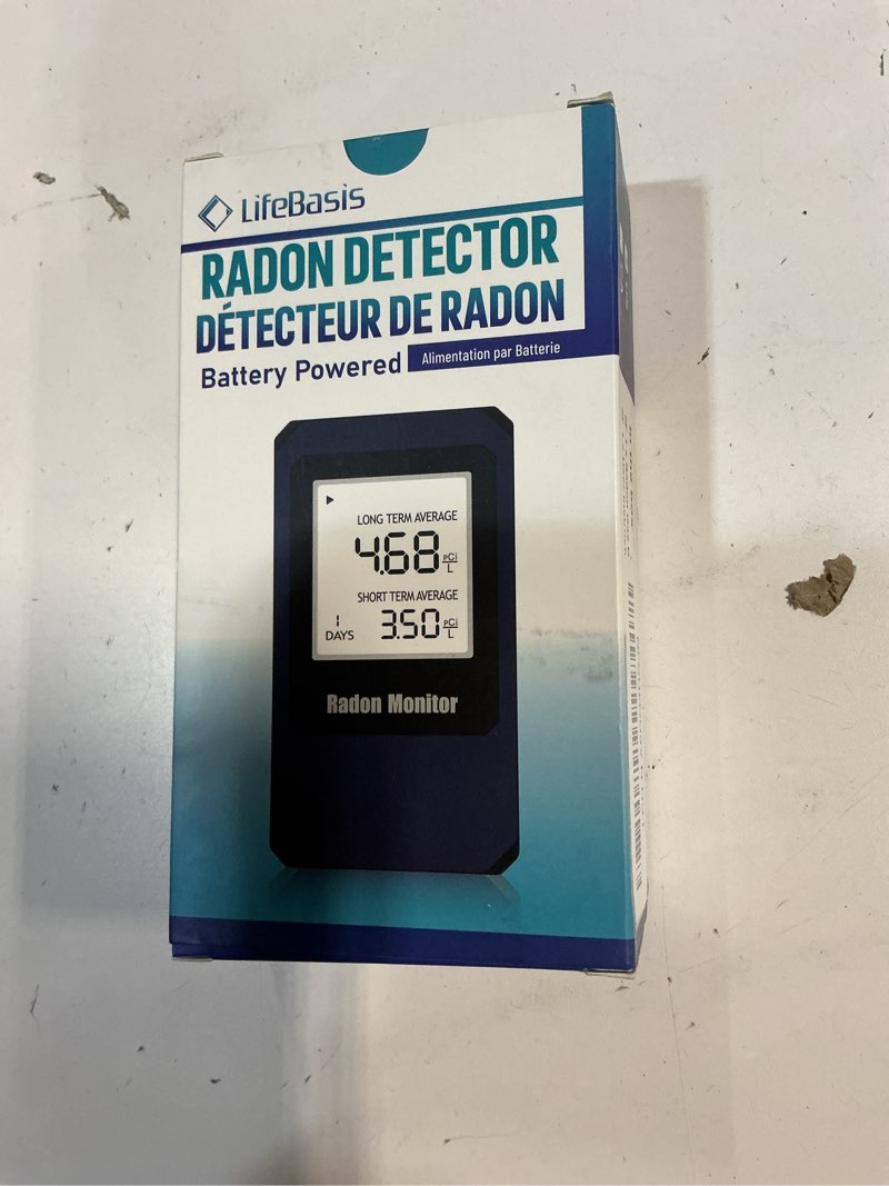 Condition photo showing New/Like New for LifeBasis Radon Detector, Radon Test for Home with Long and Short Term Radon Meter, Home Radon Gas Monitor US Version-pCi/L (Update Version, Carbon Fiber Color)