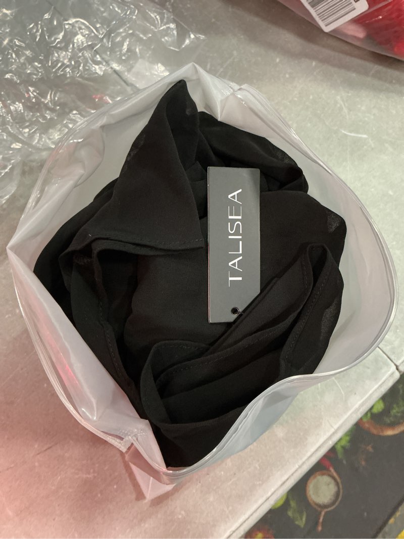 Condition photo showing Good Condition for talisea plus size formal dresses - v neck flutter sleeves evening gowns bridesmaid wedding guest chiffon long maxi dress black 18 plus