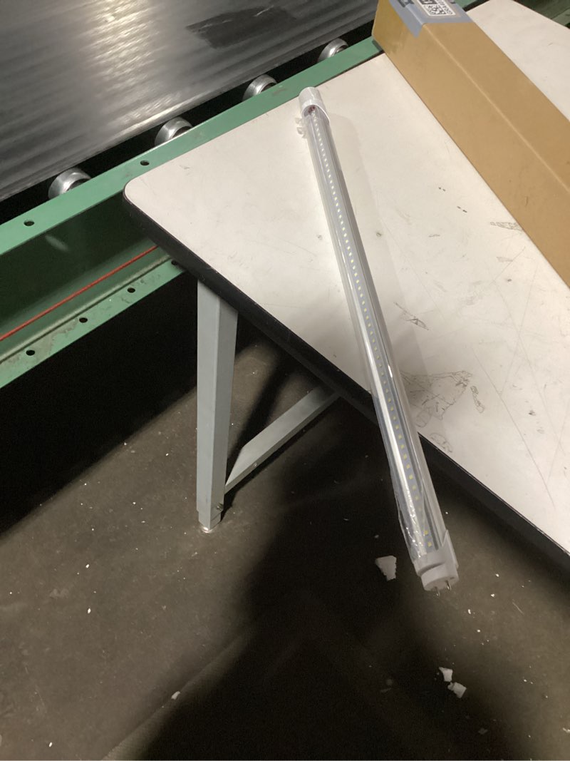 Condition photo showing As Is for 2FT LED Tube Light, T8 T10 Type A+B LED Light Bulb,12W 5000K,1560LM High Bright, Replacement 24 Inch F20T12 Fluorescent,Double Ended Power, Clear Cover,4 Pack 1 12w 2ft