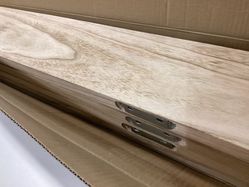 Condition photo showing Good Condition for 48 Inch Floating Shelves for Wall Rustic Light Wood Wall Shelves for Bedroom Set of 4 48 inch Rustic Light
