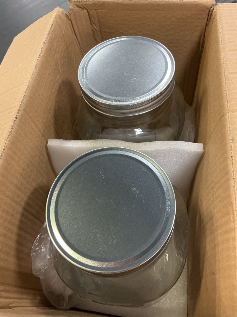 Condition photo showing Good Condition for eleganttime 128 oz mason jars extra wide mouth 2 pack, 1 gallon glass large jars with airtight lid, safe for food storage,curing, fermentation and preservation(not standard wide mouth)
