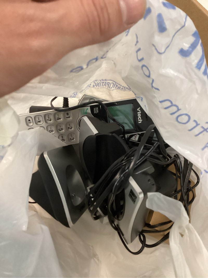 Condition photo showing As Is for vtech cs6919-2 dect 6.0 cordless phone with caller id and handset speakerphone, 2 handsets, silver/black