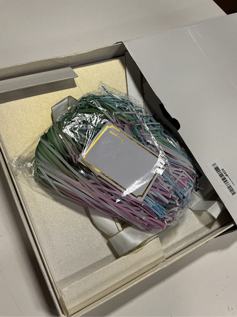 Condition photo showing New/Like New for rinrda extra large gift box 16.5x13x5.5 inches,white gift boxes with lids for presents,perfect for birthday,valentine's day,christmas,anniversaries,contains card,ribbon,shredded paper filler.