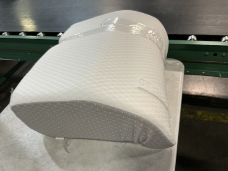 Condition photo showing As Is for ruqmuis leg elevation pillow for after surgery, 8inch foam leg elevating pillow for swelling and blood circulation, leg wedge pillow for sleeping, knee pillow for knee hip ankle pain relief, white flat top 8 inch white/grey