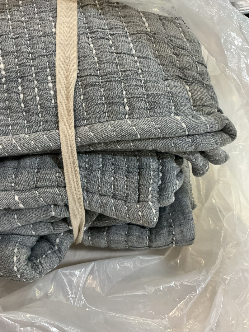 Condition photo showing New/Like New for organic cotton channel stitch coverlet set, king/cal king, blue