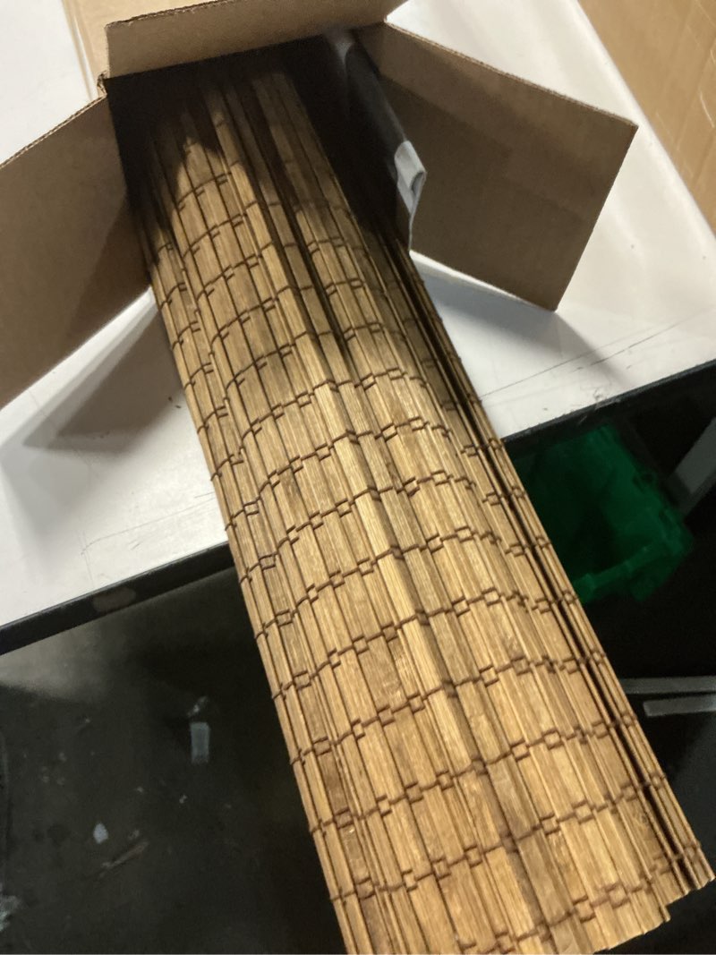 Condition photo showing Good Condition for cordless bamboo roman shades for windows, blinds size (30.5" w ×48" h) colour (highfield teak) highfield teak 30.5" w × 48" h