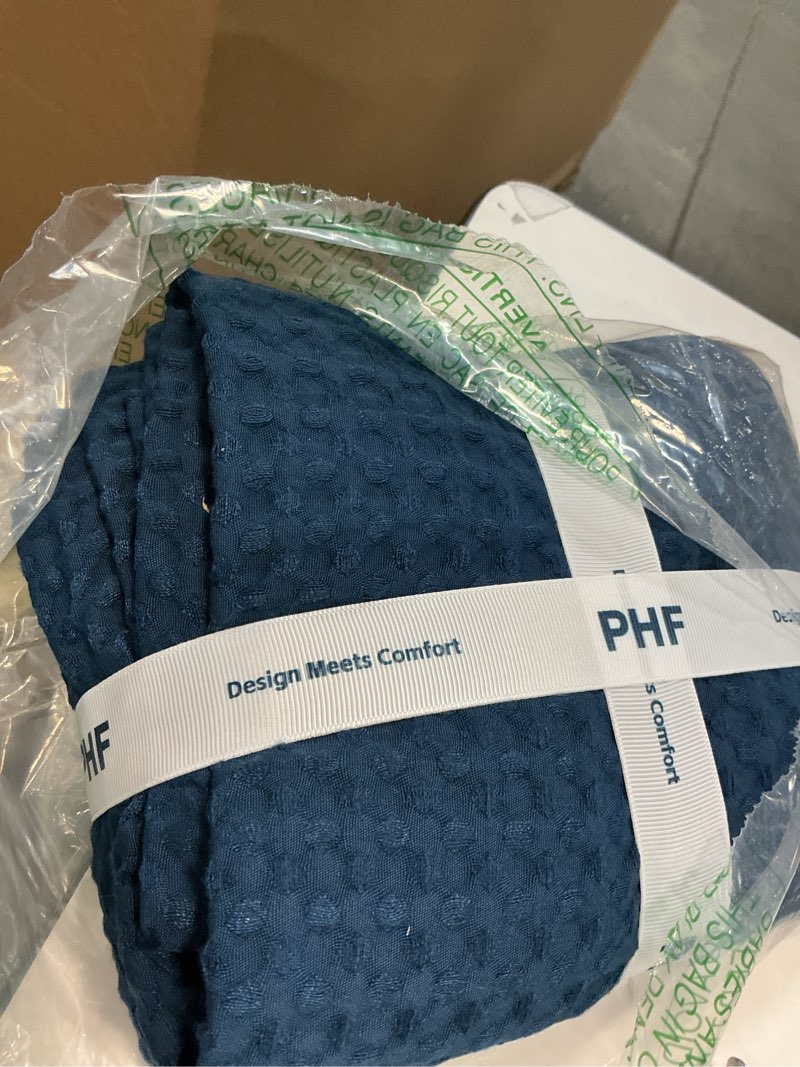 Condition photo showing Good Condition for PHF 100% Cotton Waffle Weave Euro Sham Covers, 2 Pack 26" x 26" Bed Pillow Covers for Elegant Home Decor, No Filling, Luxury Aesthetic Soft Euro Pillow Cases for Bed, Blue Sapphire 26" x 26" (Pack of 2) Blue Sapphire