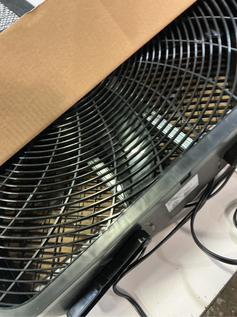 Condition photo showing As Is for utilitech 20-in 120-volt 3-speed high velocity indoor black box fan