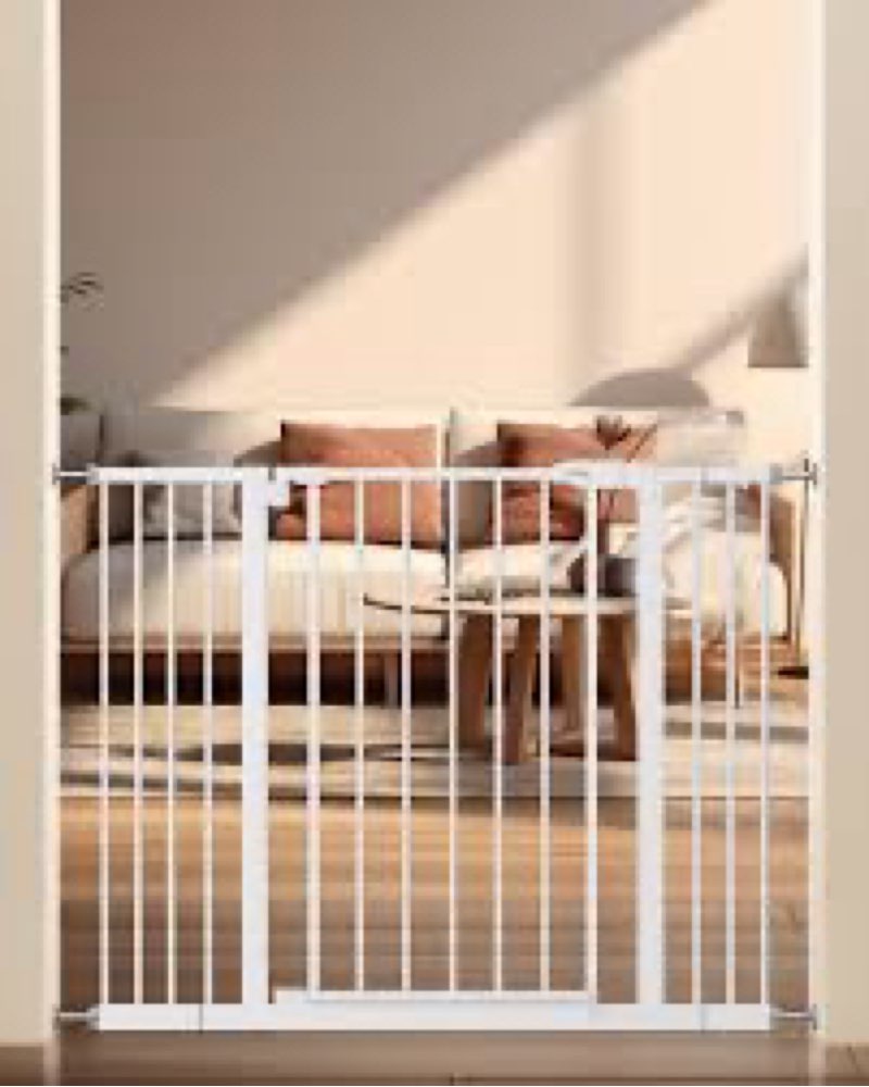 (Similar)Keny Extra Wide Baby Gate - 29\" to 47.3\" Auto Close Safety Gate, Pressure Mounted, No Drilling, Brown Brown 29-47.3\"Wide, 30\"Tall