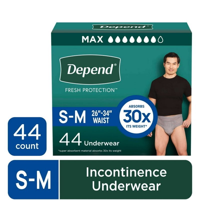depend fresh protection incontinence underwear for men, adult diapers, s/m, 44 count