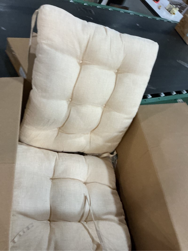 Condition photo showing Good Condition for Rocking Chair Cushion 2 Piece Tufted Non Slip Set of Upper and Lower Cushions, Linen
