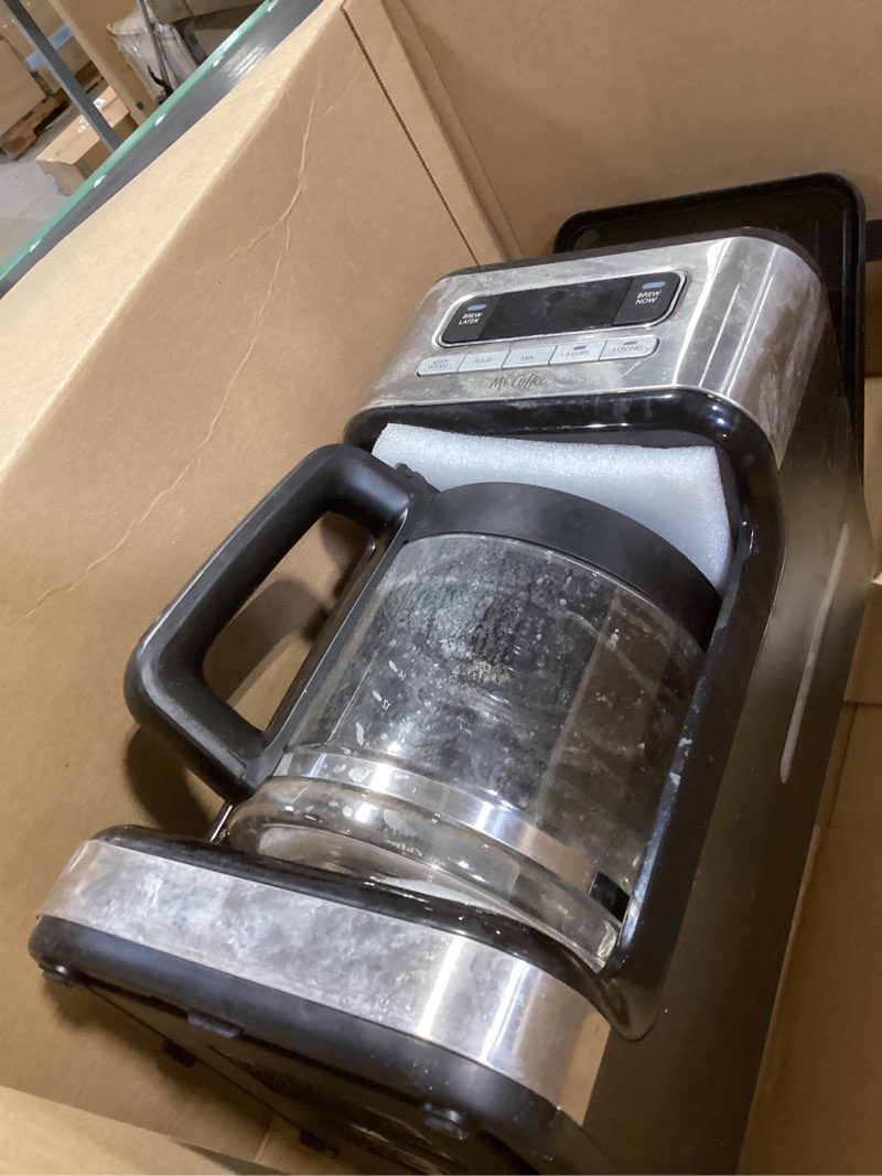 Condition photo showing As Is for mr. coffee 14 cup programmable coffee maker stainless steel