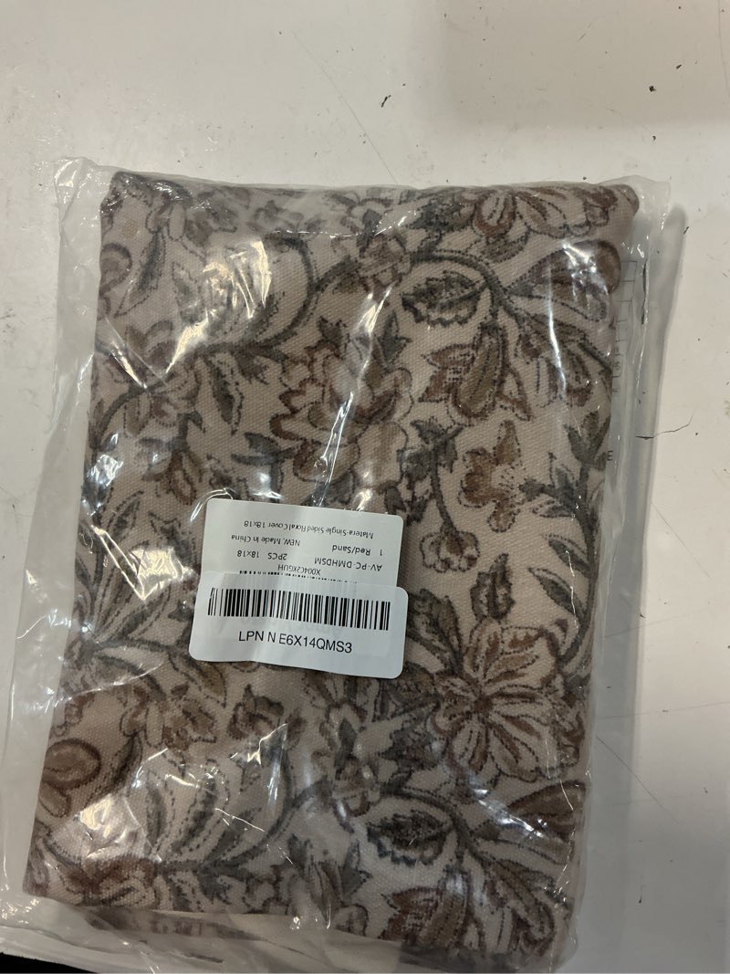 Condition photo showing New/Like New for amor virisso floral throw pillow covers 18x18 set of 2 vintage block print pillow covers decorative pillow covers couch pillows for living room farmhouse accent sofa pillows, red/sand red/sand 18" x 18" (pack of 2)