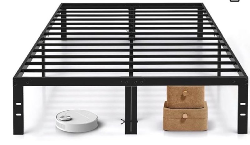 Full Size Bed Frame, 14 Inch Metal Platform Bed Frames with Heavy Duty Steel Slat Support, No Box Sp