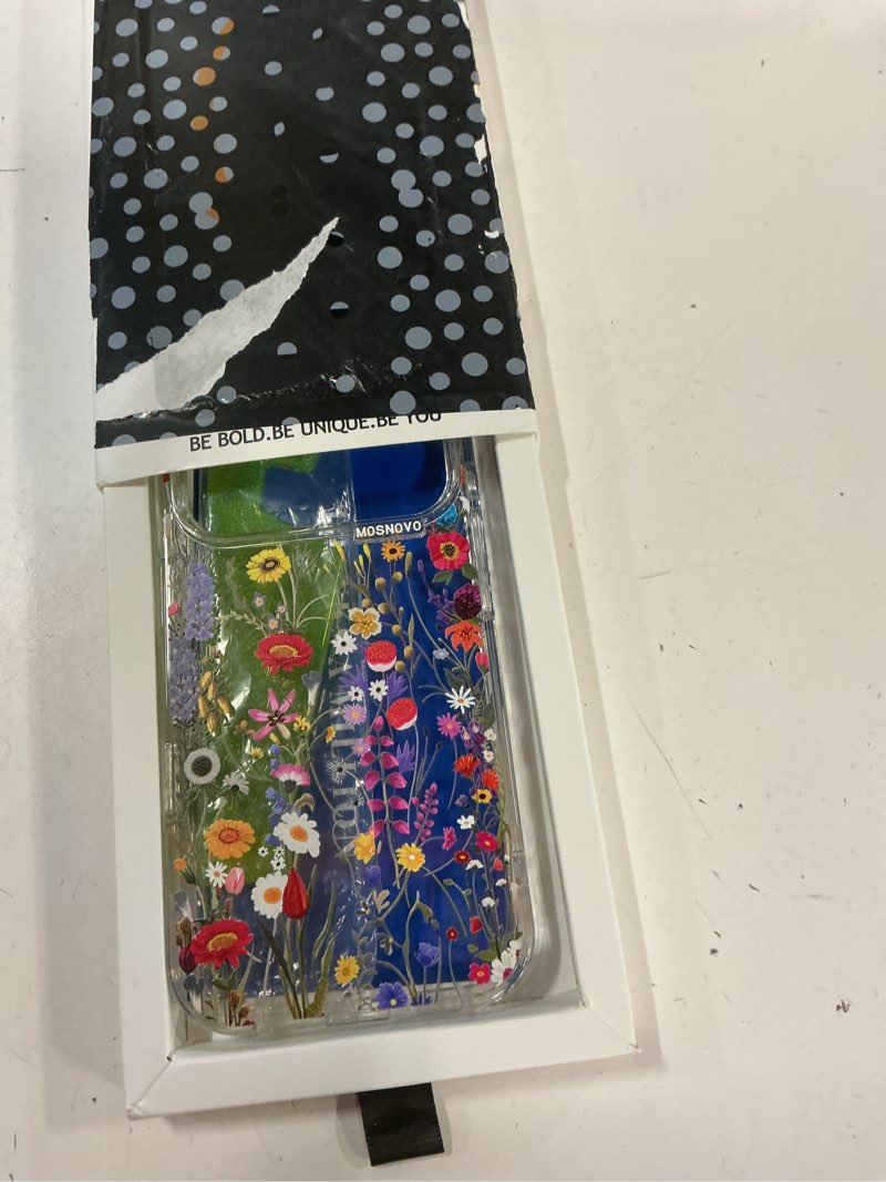 Condition photo showing New/Like New for mosnovo for iphone 17 pro case | military grade 6.6ft drop tested | camera control | clear with wildflower meadow design iphone 17 pro clear - wildflower meadow