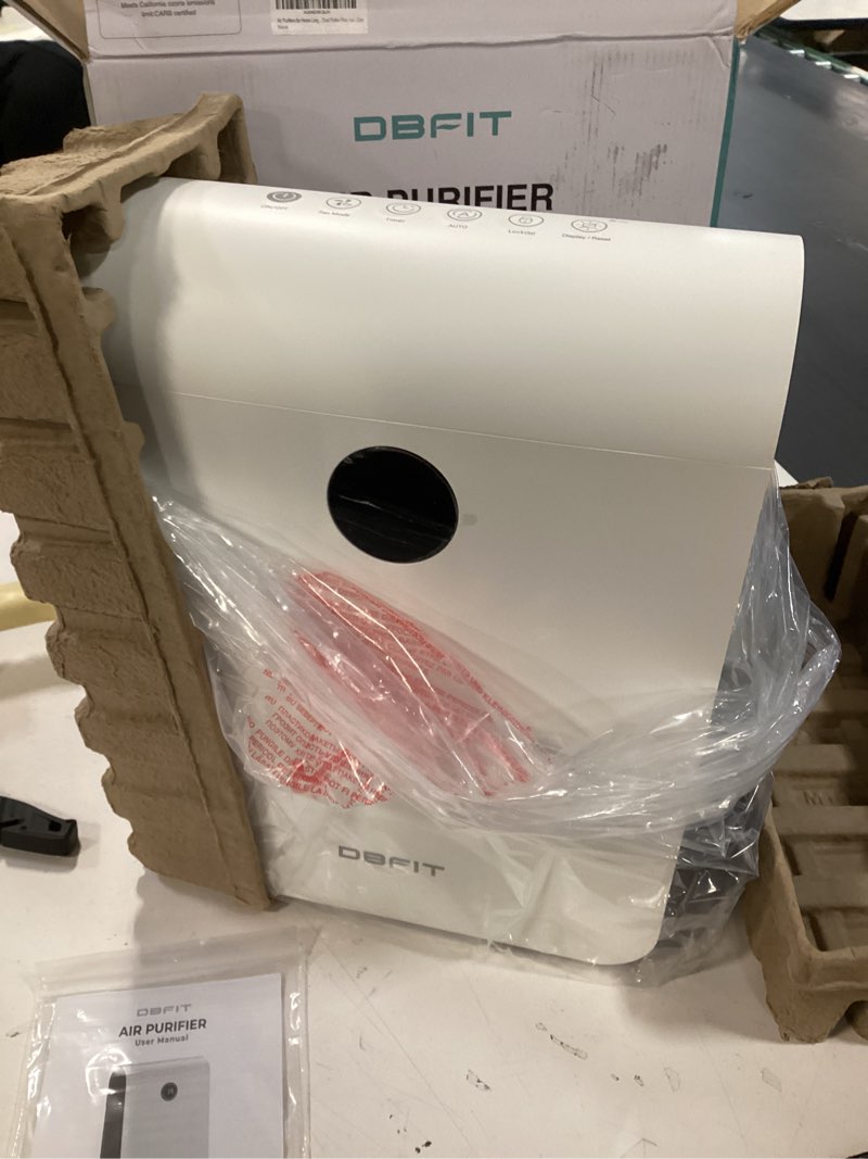 Condition photo showing Good Condition for Air Purifiers for Home Large Room Up to 2590 ft² with PM 2.5 Display Air Quality Sensor, DBFIT H13 HEPA Air Purifier with Washable Filter, Auto Mode, Air Cleaner for Smoke Dust Pollen Pets Hair Odor White
