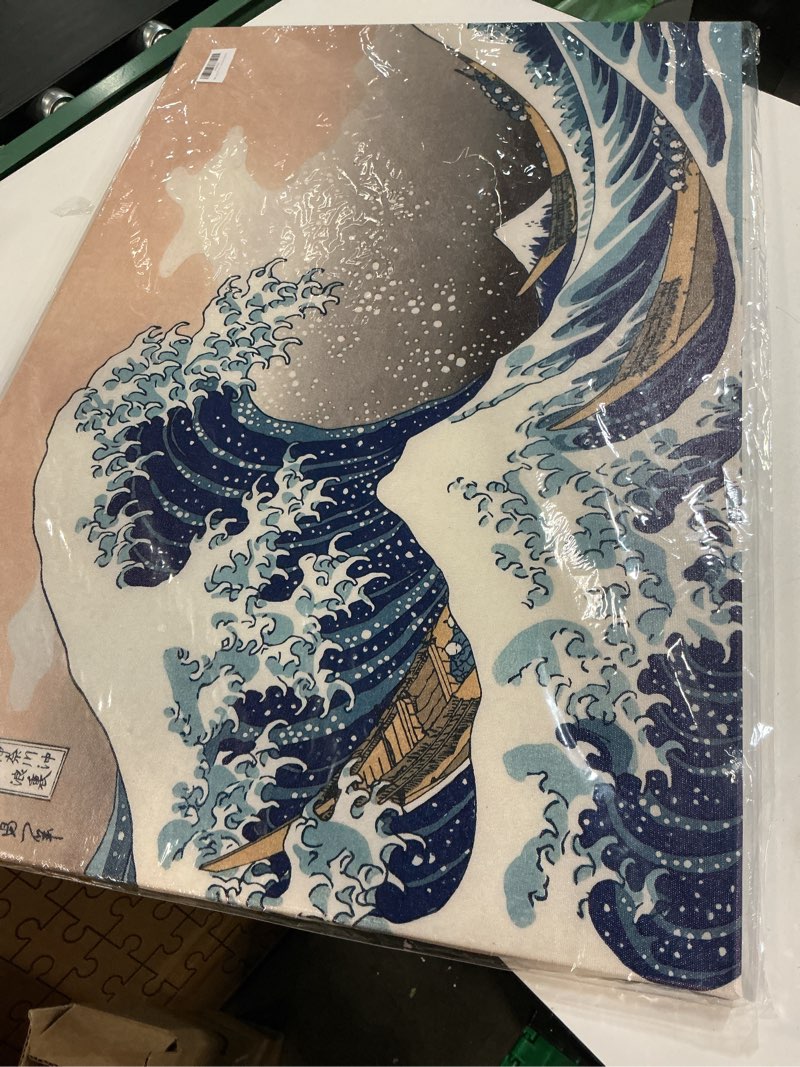 Condition photo showing Good Condition for japanese wall art the great wave off kanagawa poster for wall decorations katsushika hokusai print ocean wave paintings home office decoration 36x24inch great wave 36"l x 24"w