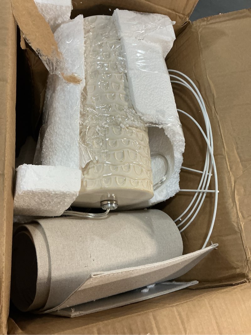 Condition photo showing Good Condition for OYEARS 22.5" Table Lamp for Living Room,Retro Farmhouse Lamps for Nightstands Boho Bedroom Lamps Set of 2,with USB A+C Charging Ports,Beige and Brown Brown-Medium2