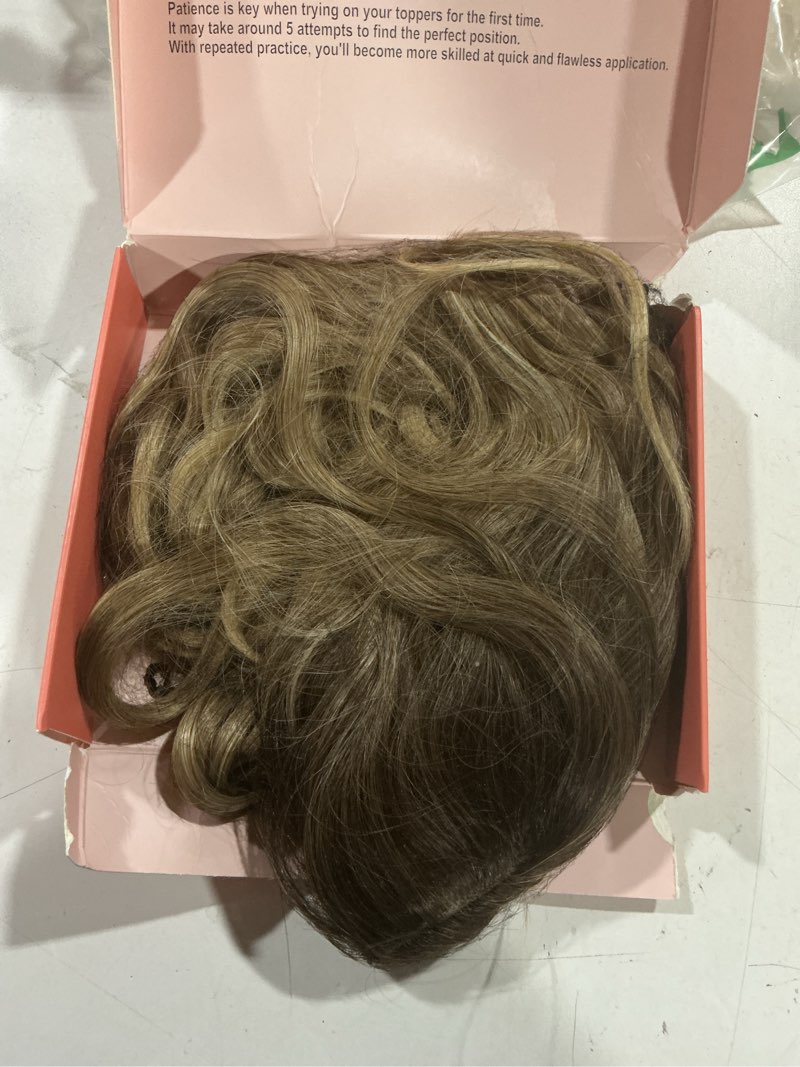 Condition photo showing As Is for udu curly hair toppers for women - 26 inch long, thinning hair solution brown blonde with dark root