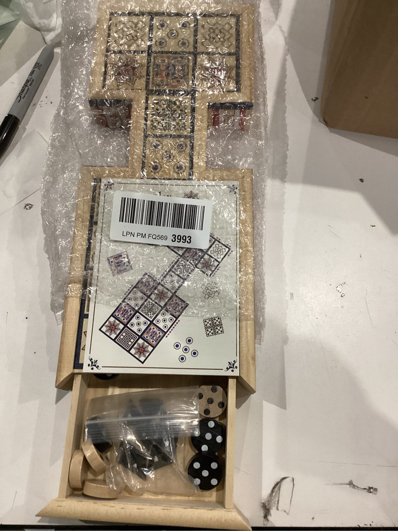 Condition photo showing As Is for Wooden Royal Game of UR,Ancient Strategy Board Game for 2 Players,Beautifully Designed Board with Storage Drawers,Over 4500 Years Old (Orange)