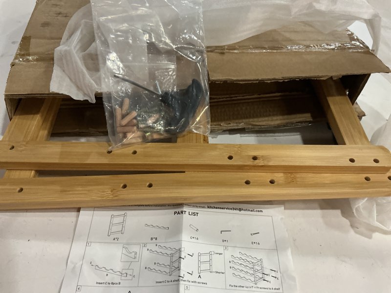 Condition photo showing Good Condition for Bamboo Wine Rack, Sturdy and Durable Countertop Wine Storage Cabinet Shelf for Pantry - 4 Tiers 16 Bottle Wine Rack 4 Tier Natural