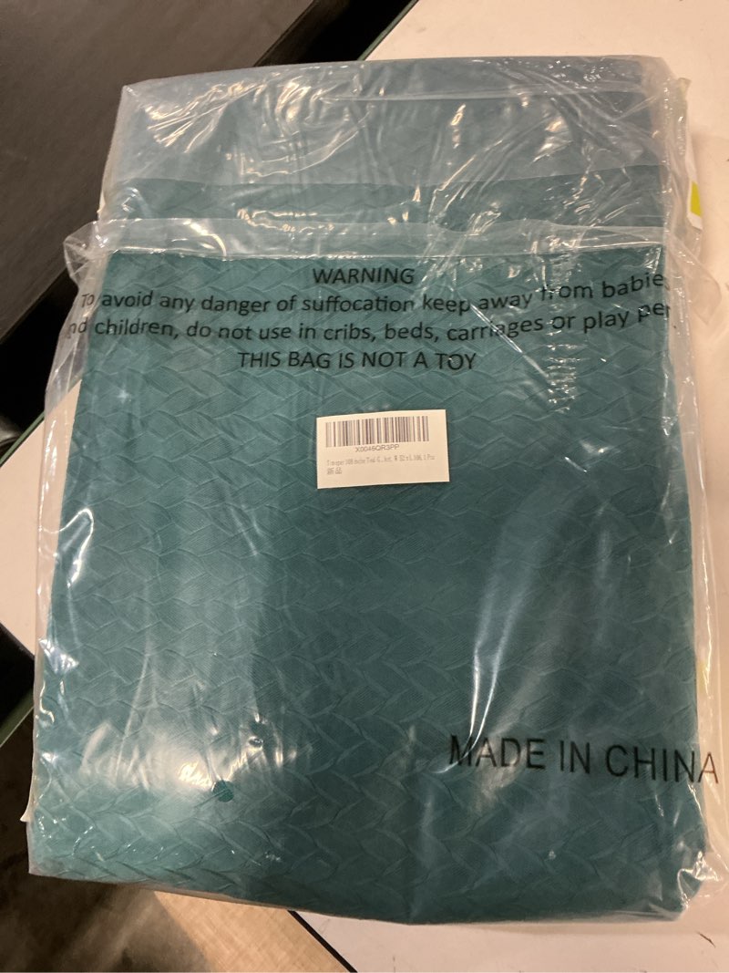 Condition photo showing New/Like New for Timeper Teal Velvet Curtain 108 inches 1 Panel, Wheat Ear Pattern Blackout Curtain Luxury Thermal Insulated Window Drapery for Living Room Bedroom,Back Tab & Rod Pocket,W52 x L108 inches *Wheat Ear-teal 52"W x 108"L (Pack of 1)
