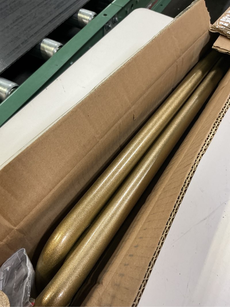 Condition photo showing Good Condition for room darkening curtain rod, wrap around design, extra-thick 1-inch diameter single drapery rod, extendable metal rod set for the blackout curtains and sheer (antique gold, 48-84") 48-84" antique gold