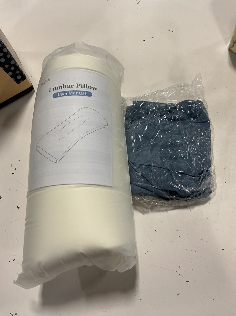 Condition photo showing New/Like New for lumbar support pillow for bed relief back pain: lower back pillow for sleeping - memory foam waist pillow - cooling back bolster pillow for side, back&stomach sleepers - bed rest pillow for car, sofa blue (upgraded cool cover)