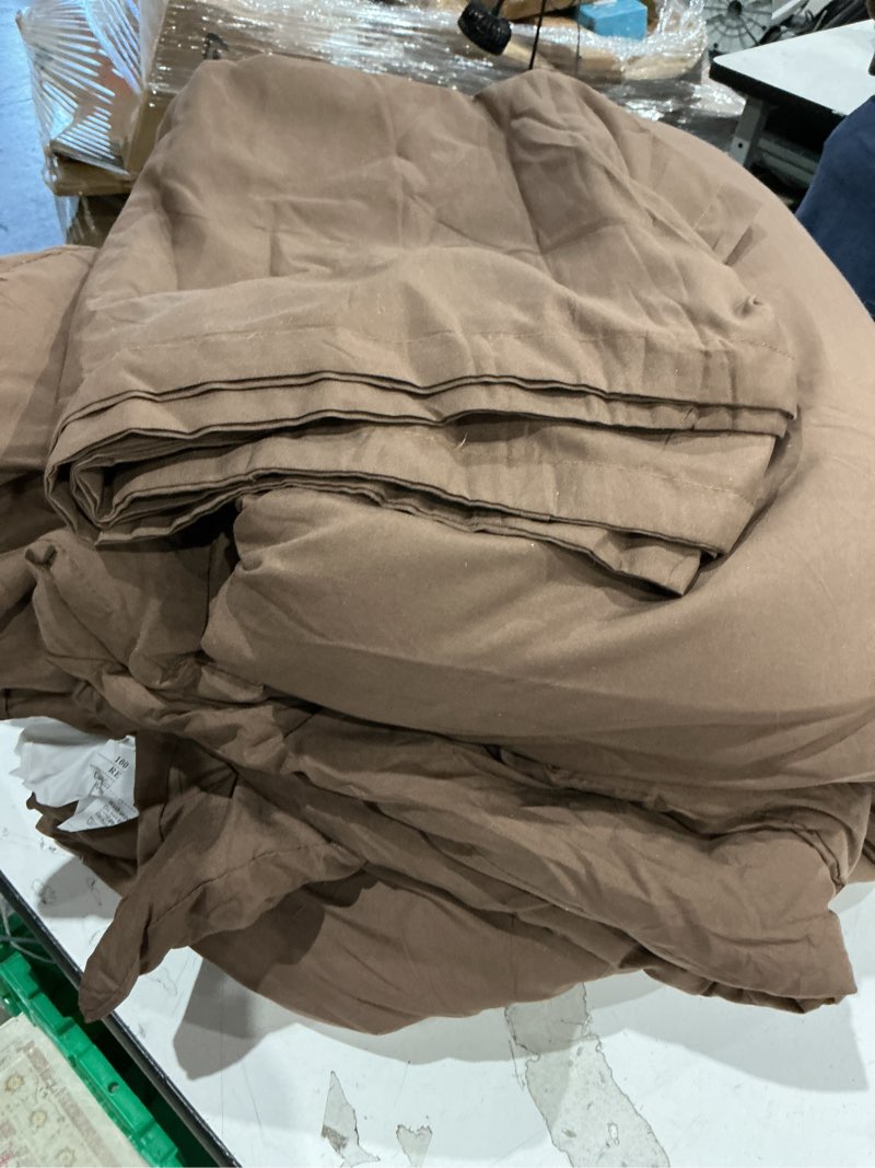 Condition photo showing Good Condition for litanika brown comforter set queen size, 3 pieces lightweight solid bedding comforter set, all season fluffy bed set (90x90in comforter & 2 pillowcases) brown queen