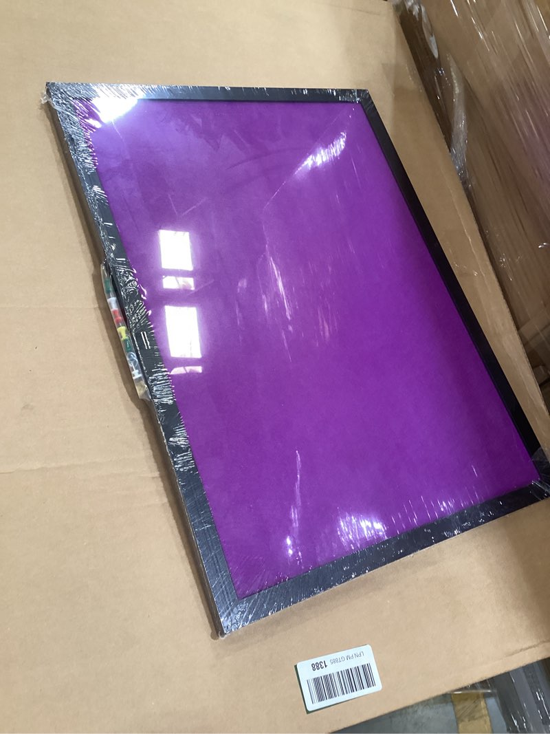 Condition photo showing Good Condition for bulletin boards cork board with felt, 15"x11" small display pin board vision board for walls, jewelry, notes, collection, photos, office, wood framed(black) & felt(purple), 1pc purple 1p-15"x11"
