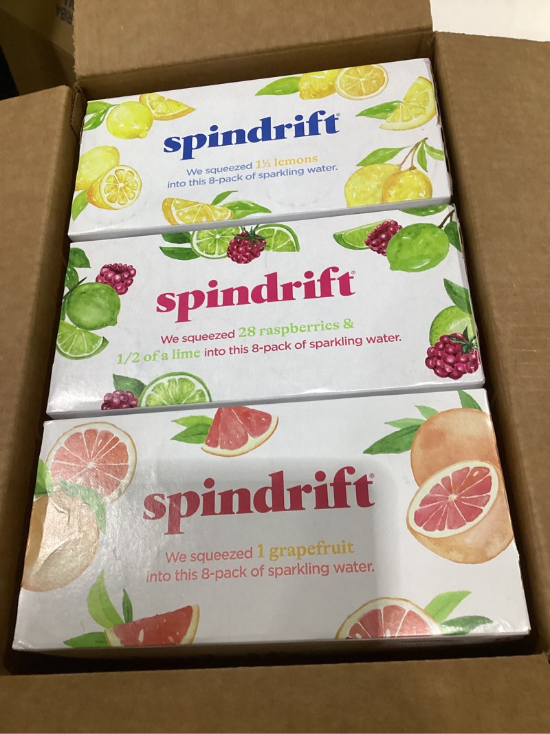 Condition photo showing Good Condition for spindrift sparkling water,  12 fl oz, 3 flavors, 24 cans