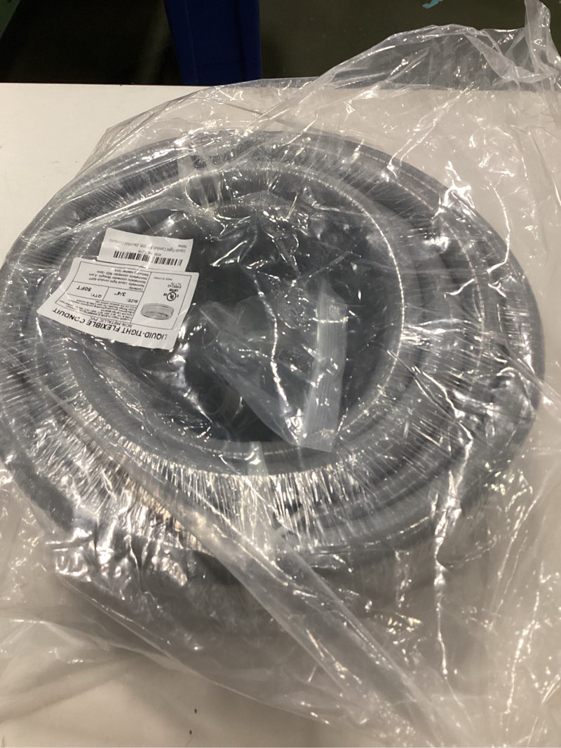 Condition photo showing Good Condition for 3/4 inch 50 Ft Liquid-Tight Conduit UL Certification - Flexible Non-Metallic Liquid Tight Electrical Flexible Conduit with 5 Straight and 3 90-Degree Connector Fittings
