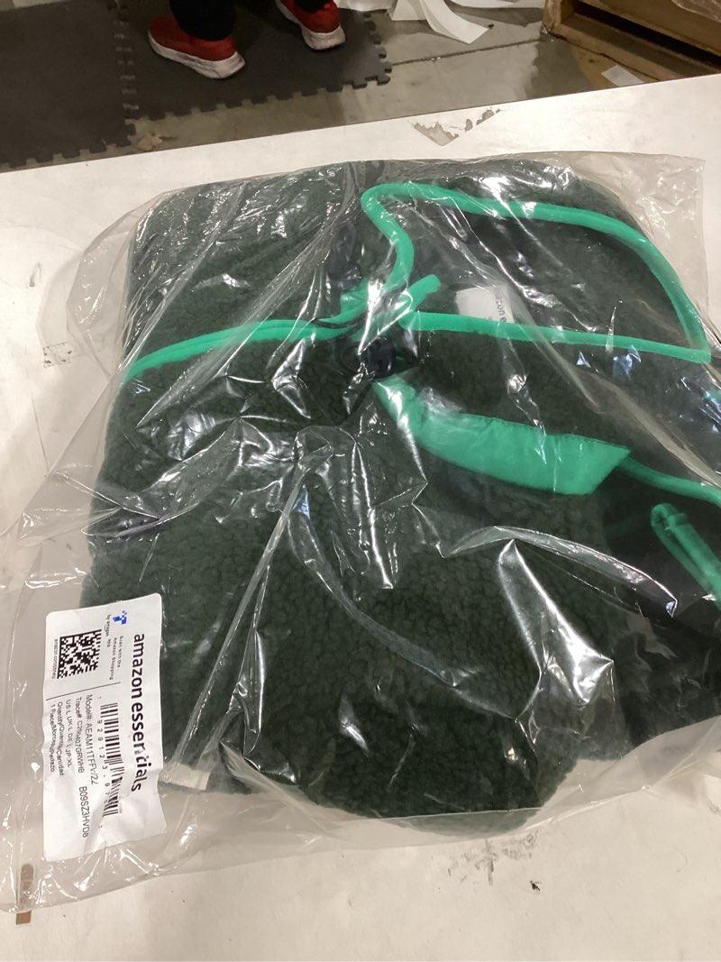 Amazon Essentials Men's Teddy Fleece Full-Zip Jacket, Dark Green, Large