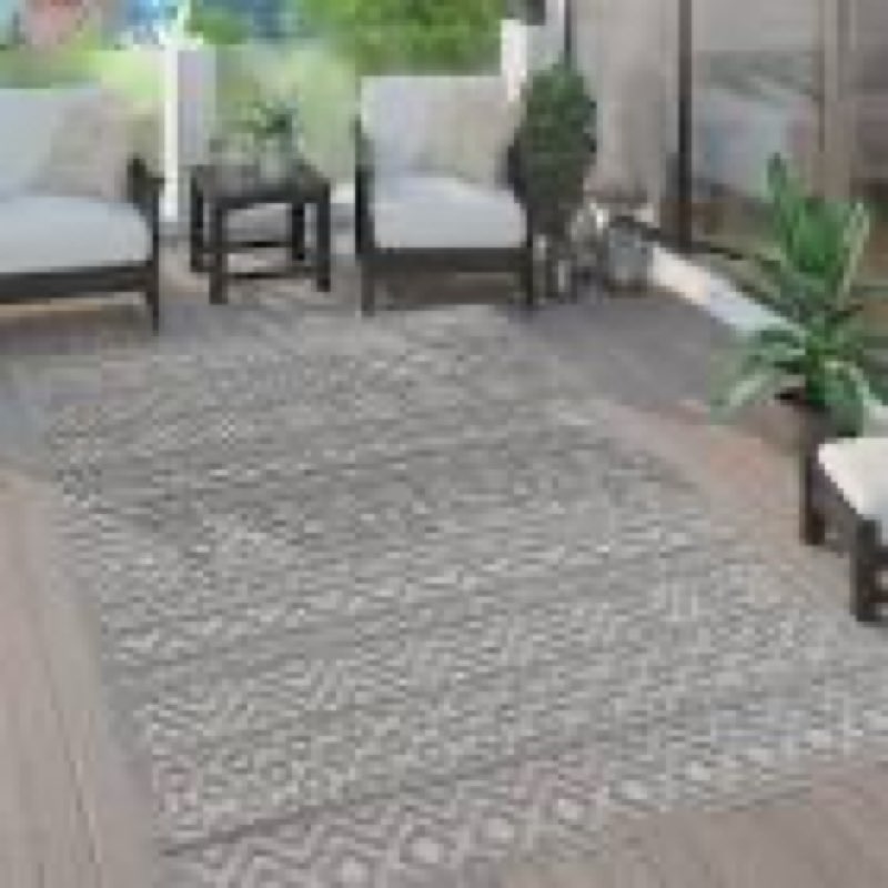 paco home indoor outdoor rug with textured boho pattern in gre