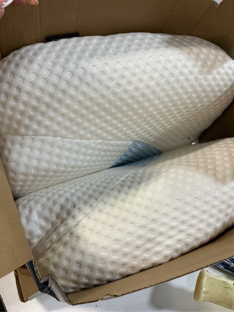Condition photo showing Good Condition for osteo cervical pillow for neck pain relief, hollow design odorless memory foam pillows with cooling case, adjustable orthopedic bed pillow for sleeping, support for side back sleepers queen(25.5*16.5*5.2/4.1 inches) blue