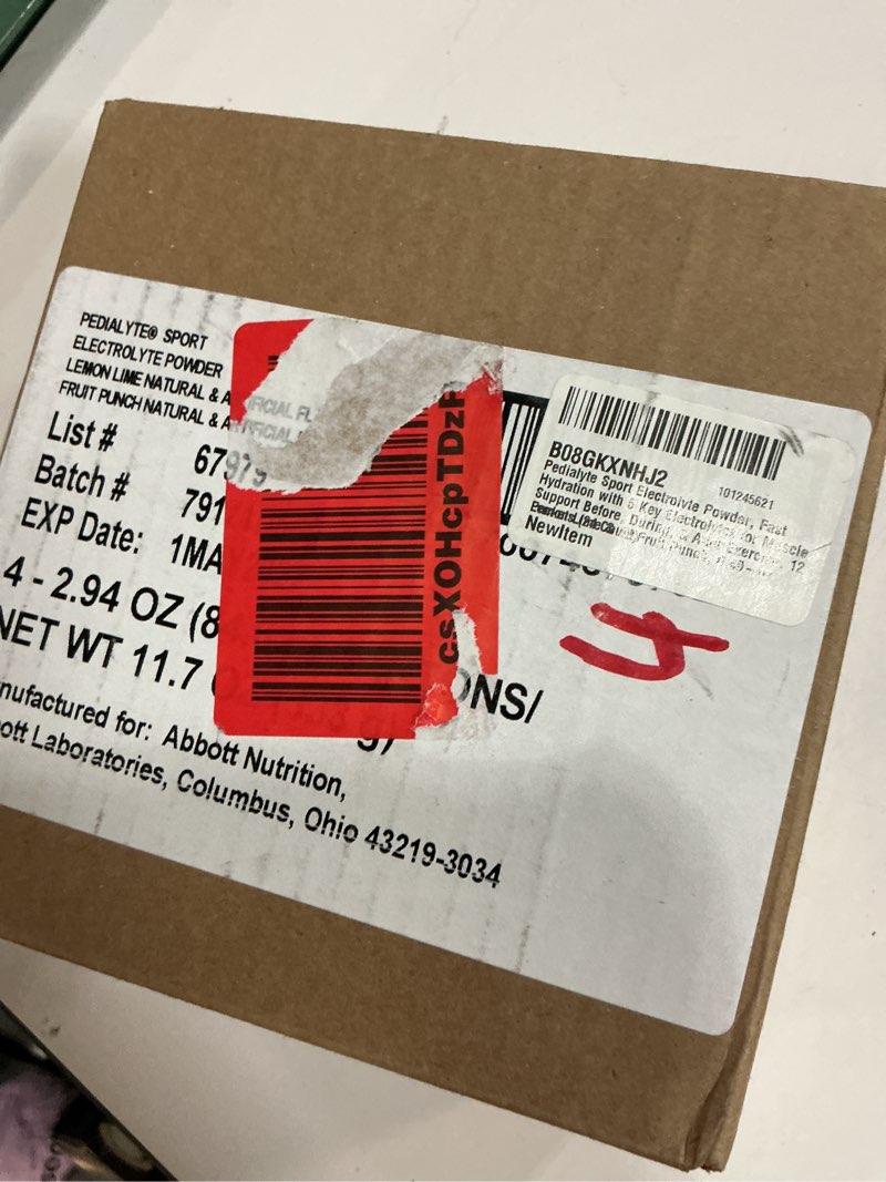 Condition photo showing New/Like New for Pedialyte Sport Electrolyte Powder, Fast Hydration with 5 Key Electrolytes for Muscle Support Before, During, & After Exercise, 12 Lemon Lime & 12 Fruit Punch, 0.49-oz Packets (24 Count) Variety 24 Count