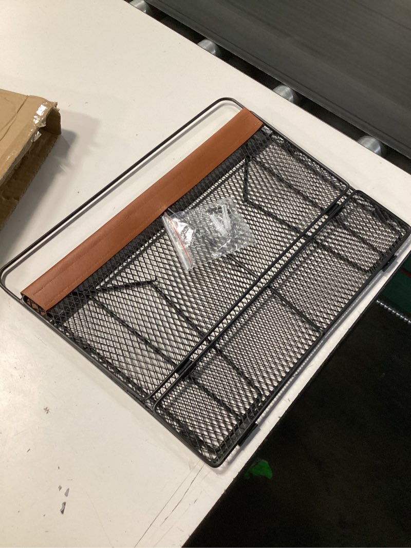 Condition photo showing Good Condition for leather-accented wall file holder, art deco wall-mounted magazine rack, hanging mail organizer, metal wire hanging file organizer for home, school, office, hanging folder organizer