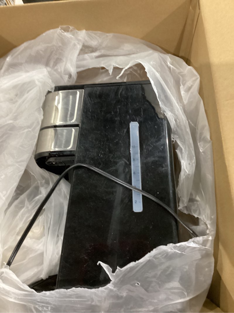 Condition photo showing As Is for cuisinart automatic grind & brew 10-cup coffee maker with blade grinder, programmable coffee machine glass carafe with 1-4 cup setting, brew pause, grind-off option, dgb-450nas, black/stainless steel 10-cup thermal automatic grind & brew black/stainless