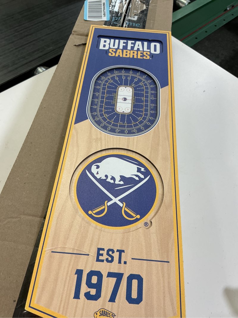 Condition photo showing As Is for youthefan nhl 3d stadium 6x19 banner buffalo sabres