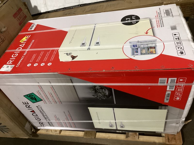 Condition photo showing Good Condition for Frigidaire EFR840-Cream EFR840 Retro Mini Fridge with Freezer & Side Bottle Opener-Small 2 Door Refrigerator for Office Bar or College Dorm Room-3.1 Cu Ft (Cream)