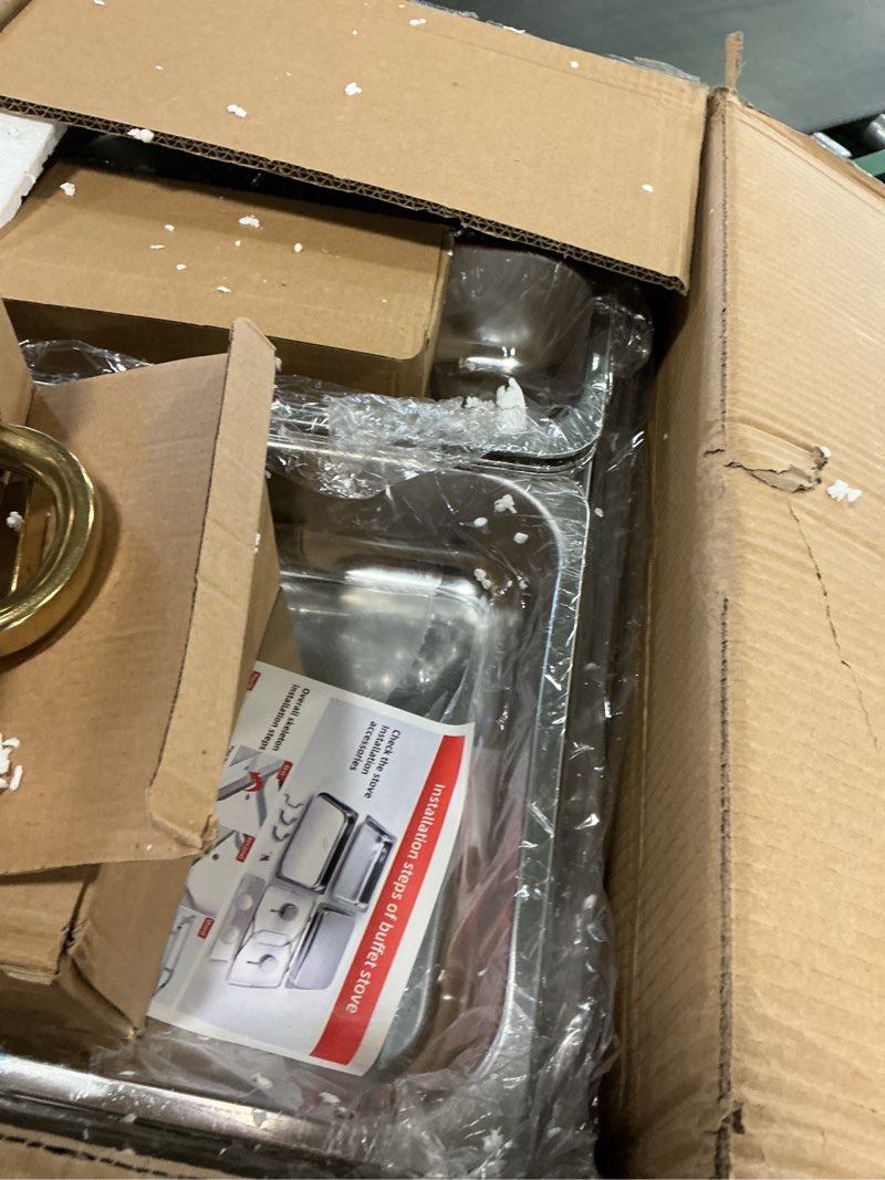 Condition photo showing Good Condition for Gold 4-Pack 7-Pan Chafing Dish Combo, 9QT 304 Stainless Steel Complete Buffet Warmer – All-in-One Set for Catering, Wedding Receptions, Parties & Events Silver+golden