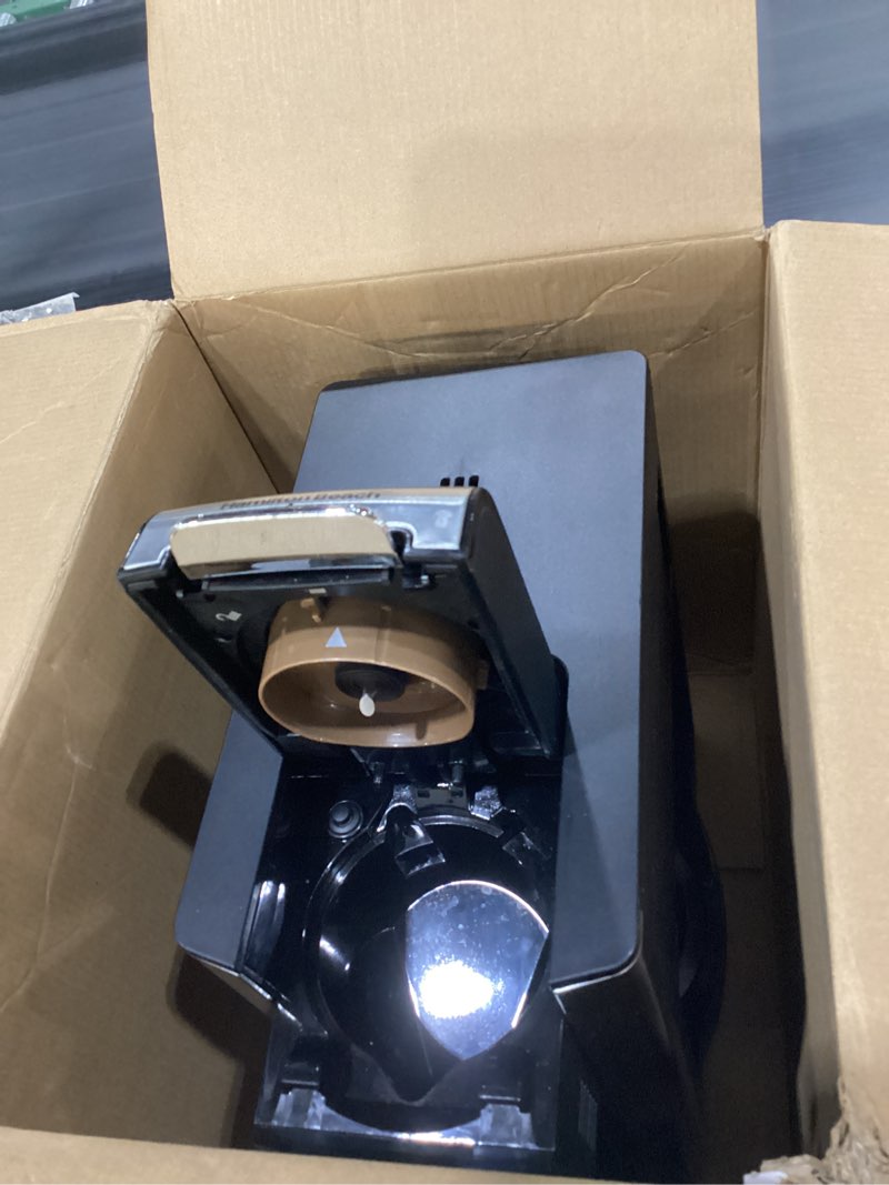 Condition photo showing As Is for USED NOT COFFEE POT NOT TESTED Hamilton Beach FlexBrew Advanced 5-in-1 Thermal Programmable 12 Cup Drip and Single Serve Hot & Iced Coffee Maker, Movable 60oz. Water Reservoir, Use Pod Packs and Grounds, Fast Brewing, Black (49929)