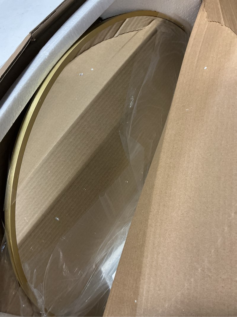 Condition photo showing Good Condition for arched wall mirror for bathroom,mirrors for wall,24''x36'',vanity mirror for bedroom dresser, entryway, living room, metal frame (36''x24'',gold) gold 36"l x 24"w