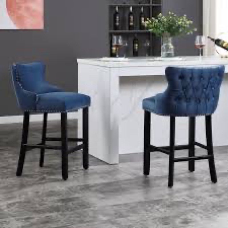 Lendell Modern Velvet Upholstered Solid Wood Bar Stools